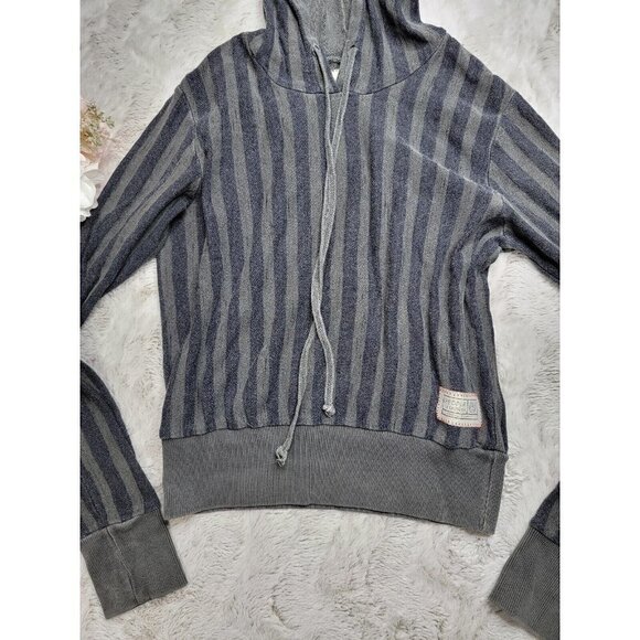 People Of Leisure Stripe Drawstring Long Sleeve Hoodie Size S - Picture 3 of 12